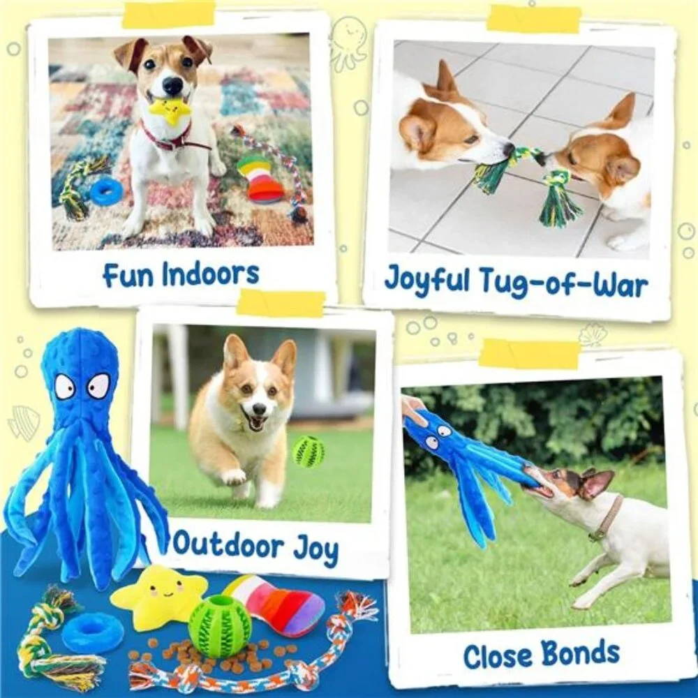 9-Pack Interactive Puppy Dog Toys for Small Dogs No-Stuffing Squeaky